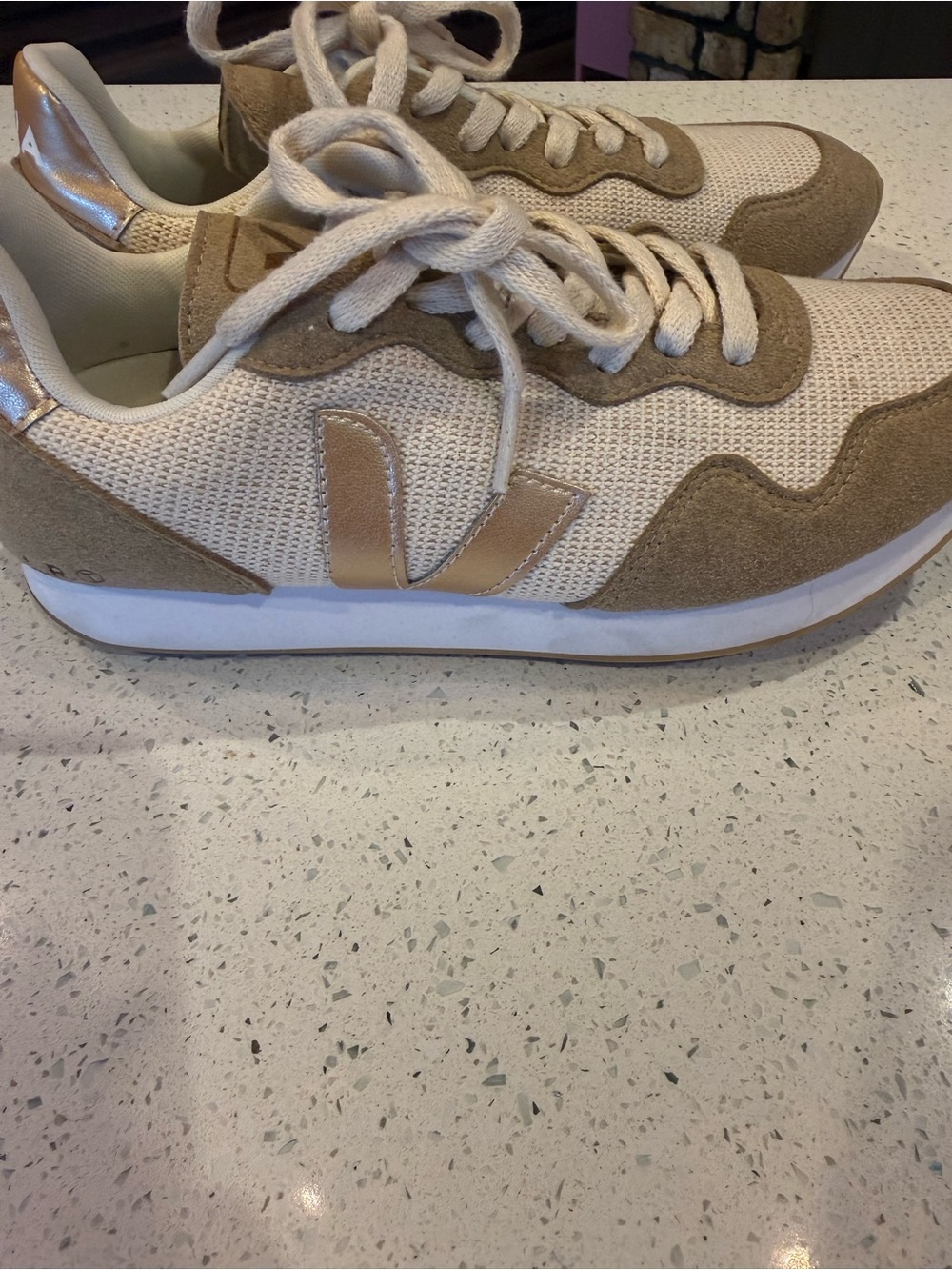 Veja Women's Beige and Tan Athletic Sneakers